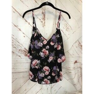 Torrid size 00 medium large black floral tank Top blouse
